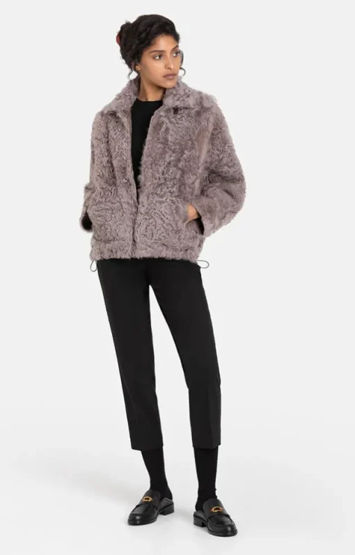 Lambskin Jackets<WERNER CHRIST Agathe: Blouson-Style Short Jacket French Gray