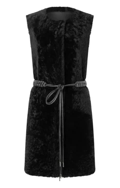 Lambskin Jackets<WERNER CHRIST Aisha: Reversible Waistcoat With Belt Black