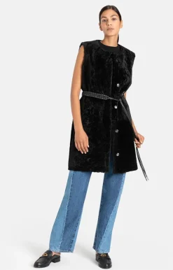 Lambskin Jackets<WERNER CHRIST Aisha: Reversible Waistcoat With Belt Black