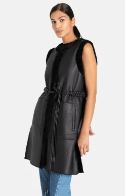 Lambskin Jackets<WERNER CHRIST Aisha: Reversible Waistcoat With Belt Black