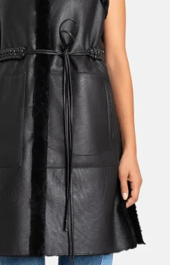 Lambskin Jackets<WERNER CHRIST Aisha: Reversible Waistcoat With Belt Black