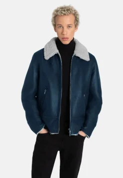 Lambskin Jackets<WERNER CHRIST Alim: Pilot Jacket Crafted In Lambskin Blue