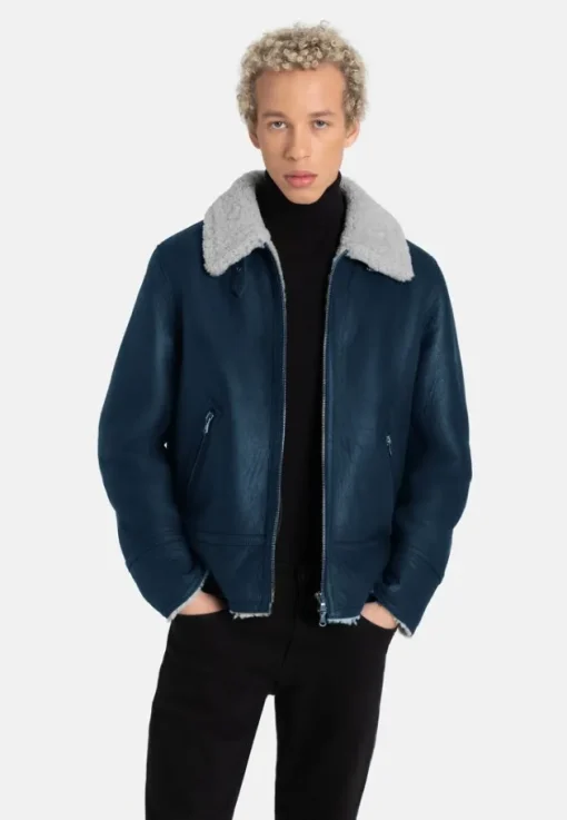 Lambskin Jackets<WERNER CHRIST Alim: Pilot Jacket Crafted In Lambskin Blue