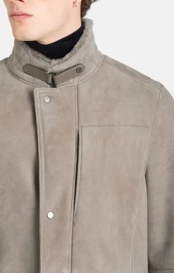 Lambskin Jackets<WERNER CHRIST Aron: Masculine Jacket With Metal Details French Gray