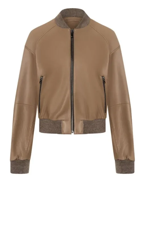 Leather Jackets<WERNER CHRIST Babsi: College Blouson With Deep Set Sleeves Tobacco