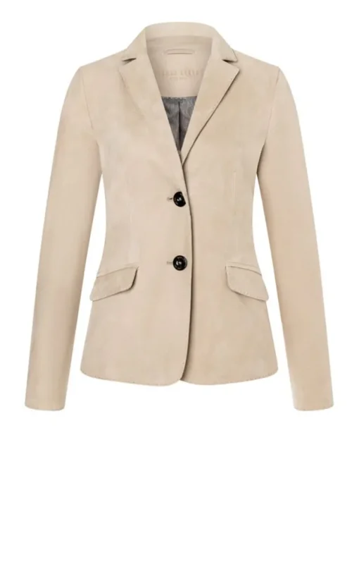 Leather Jackets<WERNER CHRIST Beata: Blazer With Signature Buttons Pearl Grey