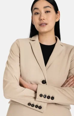 Leather Jackets<WERNER CHRIST Beata: Blazer With Signature Buttons Pearl Grey