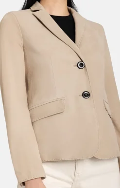 Leather Jackets<WERNER CHRIST Beata: Blazer With Signature Buttons Pearl Grey