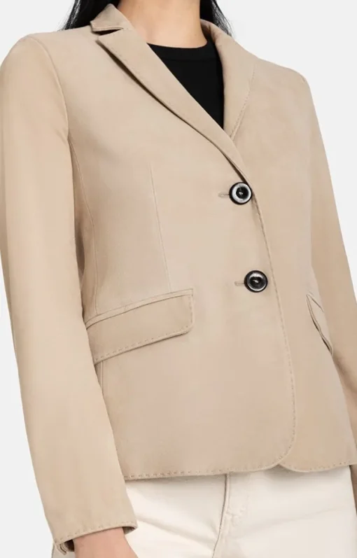Leather Jackets<WERNER CHRIST Beata: Blazer With Signature Buttons Pearl Grey