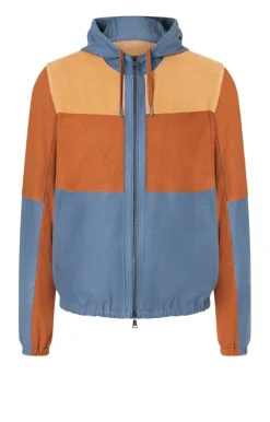 Leather Jackets<WERNER CHRIST Bene K: Hooded Jacket With Colour Blocking Jeans Blue