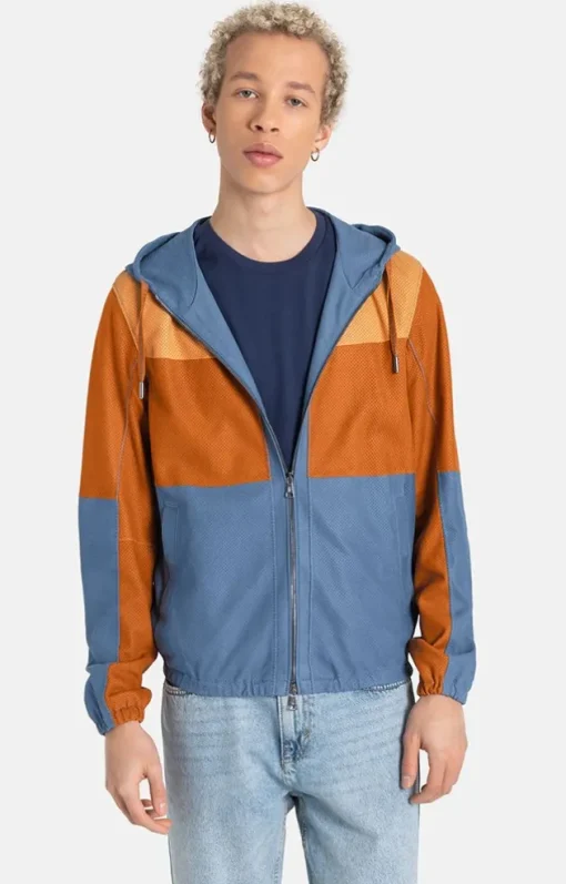 Leather Jackets<WERNER CHRIST Bene K: Hooded Jacket With Colour Blocking Jeans Blue