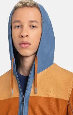Leather Jackets<WERNER CHRIST Bene K: Hooded Jacket With Colour Blocking Jeans Blue