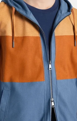 Leather Jackets<WERNER CHRIST Bene K: Hooded Jacket With Colour Blocking Jeans Blue