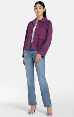 Leather Jackets<WERNER CHRIST Berta: Short, Straight Jacket With Flowing Sl Aubergine