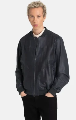 Leather Jackets<WERNER CHRIST Bono: Sporty Blouson In College Style Navy