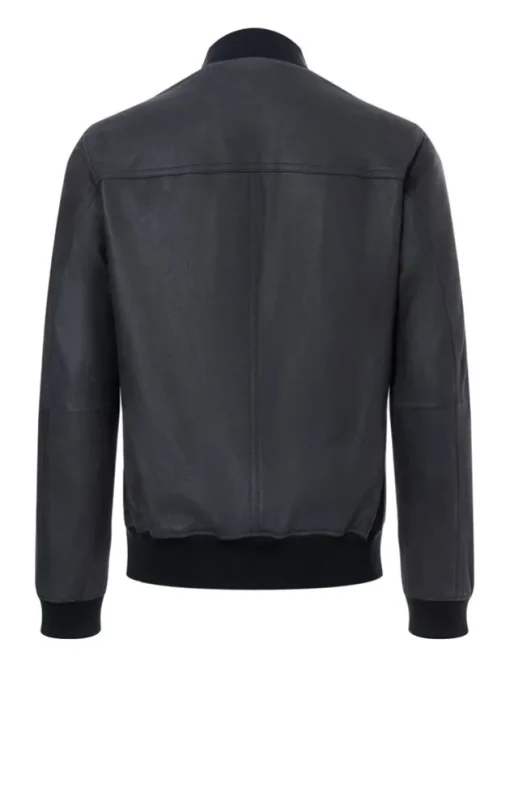 Leather Jackets<WERNER CHRIST Byb': Blouson In Napped Goatskin Suede Navy