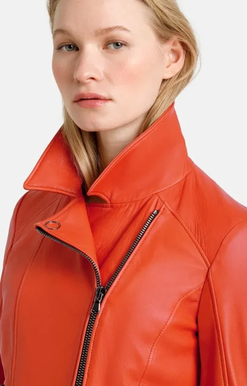 Leather Jackets<WERNER CHRIST Carina: Biker Jacket Crafted In Soft Nappa Orange