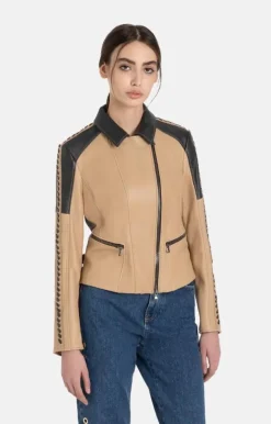 Leather Jackets<WERNER CHRIST Casey K: Biker Jacket With Details Beige