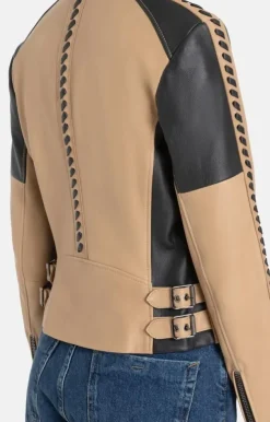 Leather Jackets<WERNER CHRIST Casey K: Biker Jacket With Details Beige