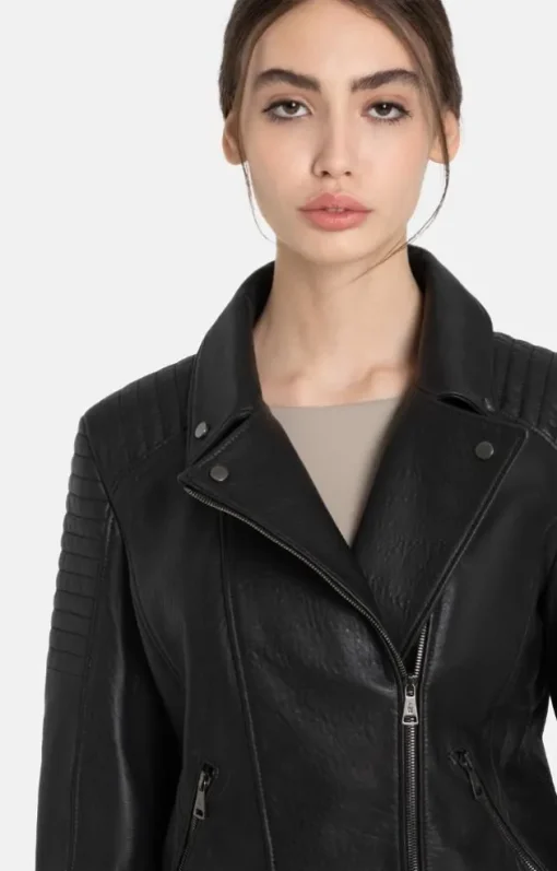 Leather Jackets<WERNER CHRIST Celine: Biker Jacket With Topstitched Details Black