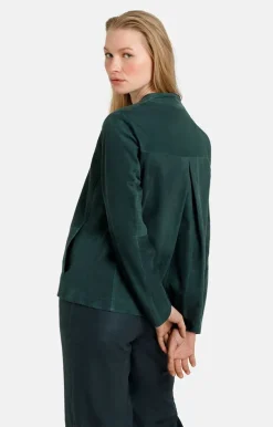 Leather Jackets<WERNER CHRIST Chiu: Puristic Short Jacket With Inverted Ple Ivy Green