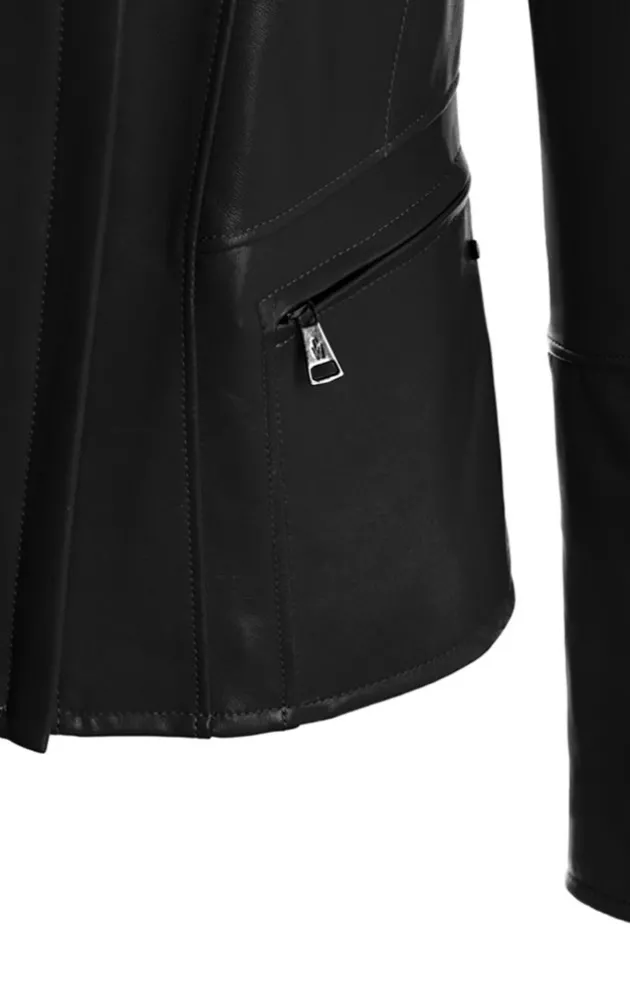 Leather Jackets<WERNER CHRIST Corinna: Biker Jacket Crafted In Lamb Nappa Black