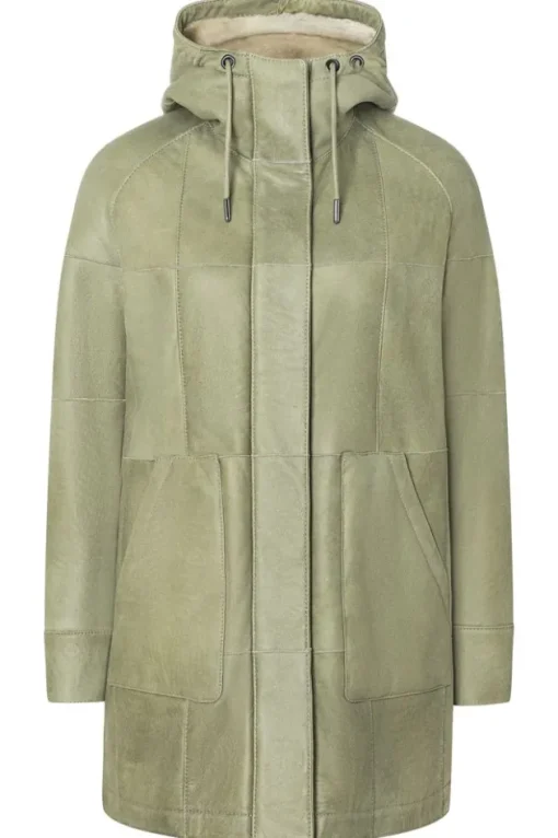 Lambskin Jackets<WERNER CHRIST Cosima: Parka-Style Hooded Jacket Moss Green
