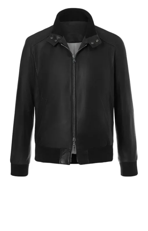 Leather Jackets<WERNER CHRIST Dany: Bomber Jacket With Knitted Welts Black