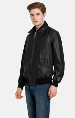 Leather Jackets<WERNER CHRIST Dany: Bomber Jacket With Knitted Welts Black