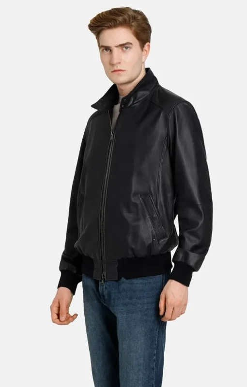 Leather Jackets<WERNER CHRIST Dany: Bomber Jacket With Knitted Welts Black