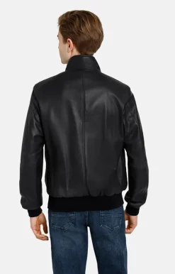 Leather Jackets<WERNER CHRIST Dany: Bomber Jacket With Knitted Welts Black