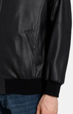 Leather Jackets<WERNER CHRIST Dany: Bomber Jacket With Knitted Welts Black