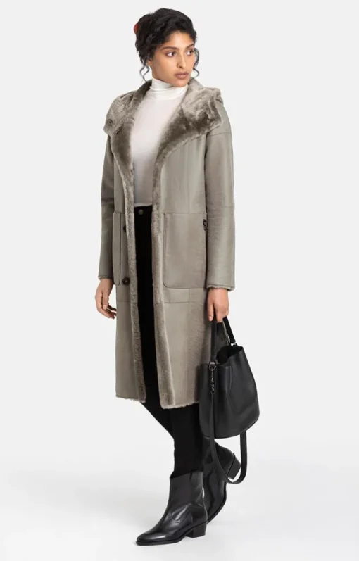 Lambskin Jackets<WERNER CHRIST Darleen: Lightweight Coat In Midi Length French Gray