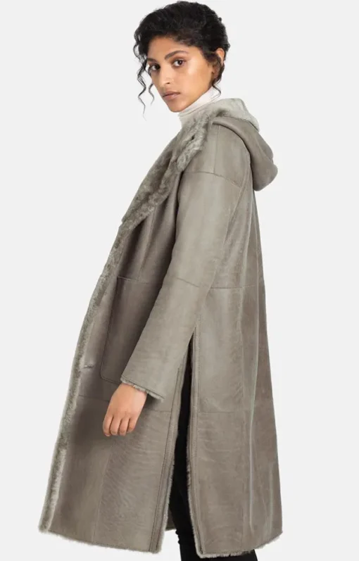 Lambskin Jackets<WERNER CHRIST Darleen: Lightweight Coat In Midi Length French Gray