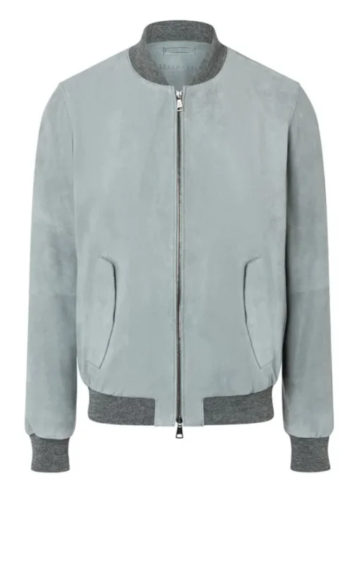 Leather Jackets<WERNER CHRIST Domenico: Classic Blouson In A College Style Salvia