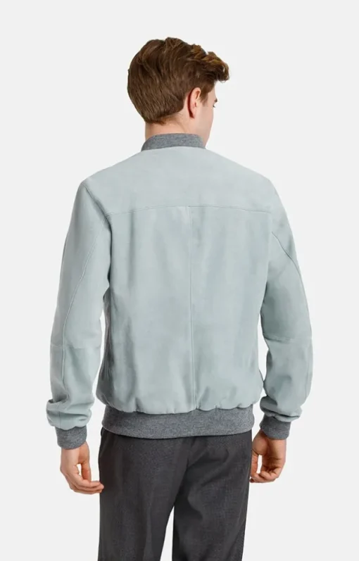 Leather Jackets<WERNER CHRIST Domenico: Classic Blouson In A College Style Salvia