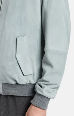 Leather Jackets<WERNER CHRIST Domenico: Classic Blouson In A College Style Salvia