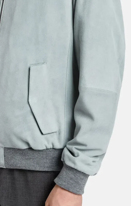 Leather Jackets<WERNER CHRIST Domenico: Classic Blouson In A College Style Salvia
