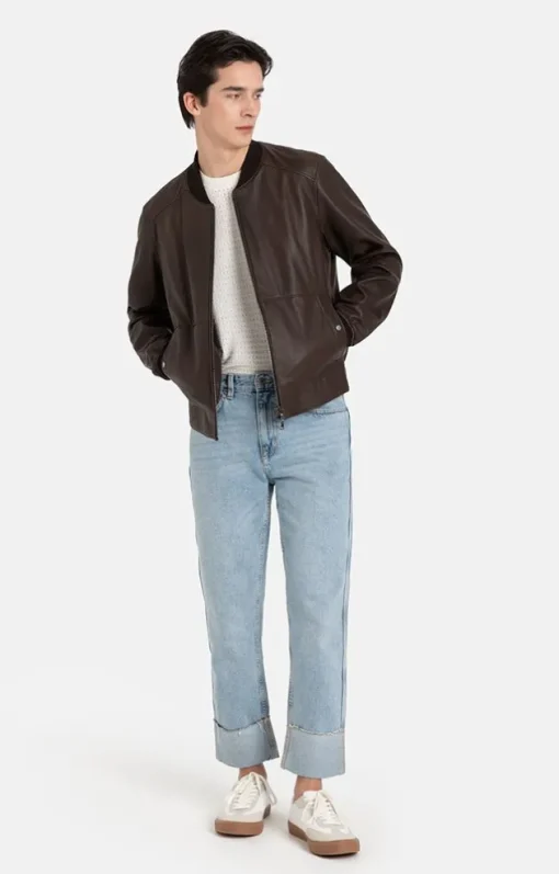 Leather Jackets<WERNER CHRIST Dorian: Classic Blouson With Knitted Details Chocolate