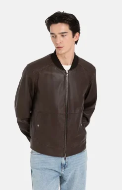 Leather Jackets<WERNER CHRIST Dorian: Classic Blouson With Knitted Details Chocolate