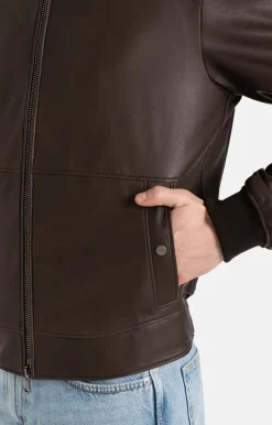 Leather Jackets<WERNER CHRIST Dorian: Classic Blouson With Knitted Details Chocolate