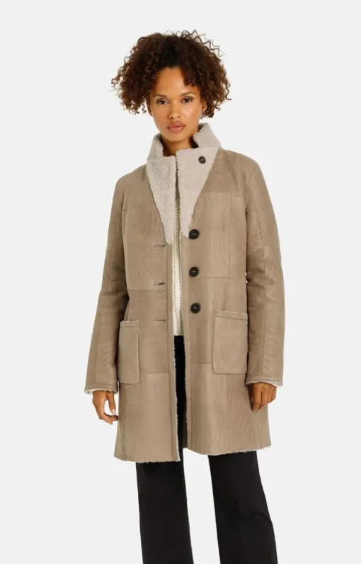 Lambskin Jackets<WERNER CHRIST Dunja Cw: Reversible Coat In A Blazer Style Greige