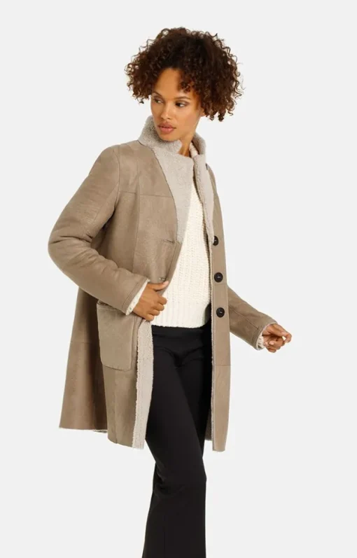 Lambskin Jackets<WERNER CHRIST Dunja Cw: Reversible Coat In A Blazer Style Greige