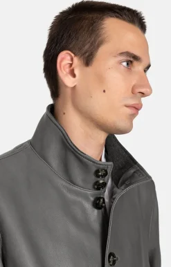Leather Jackets<WERNER CHRIST Eddy: Casual Nappa Blouson With Buttons Asphalt
