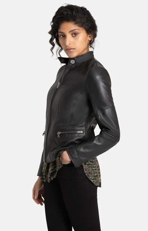 Leather Jackets<WERNER CHRIST Elif: Short Jacket With Biker Details Black