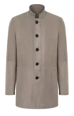 Leather Jackets<WERNER CHRIST Fazius: Jacket In Napped Goat Suede Stone