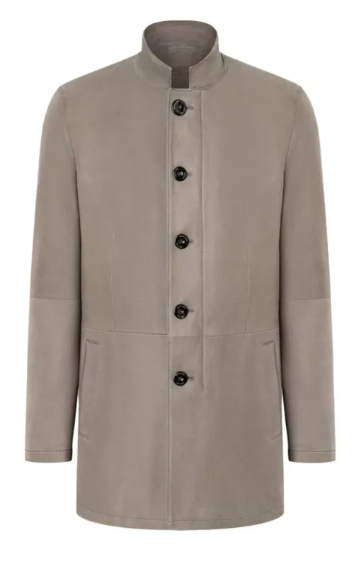 Leather Jackets<WERNER CHRIST Fazius: Jacket In Napped Goat Suede Stone