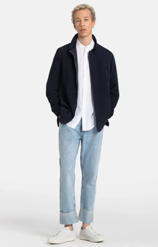 Leather Jackets<WERNER CHRIST Ferdinand: Leather Blazer With Linen Lining Navy