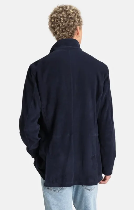 Leather Jackets<WERNER CHRIST Ferdinand: Leather Blazer With Linen Lining Navy