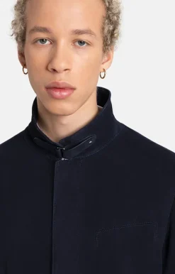 Leather Jackets<WERNER CHRIST Ferdinand: Leather Blazer With Linen Lining Navy